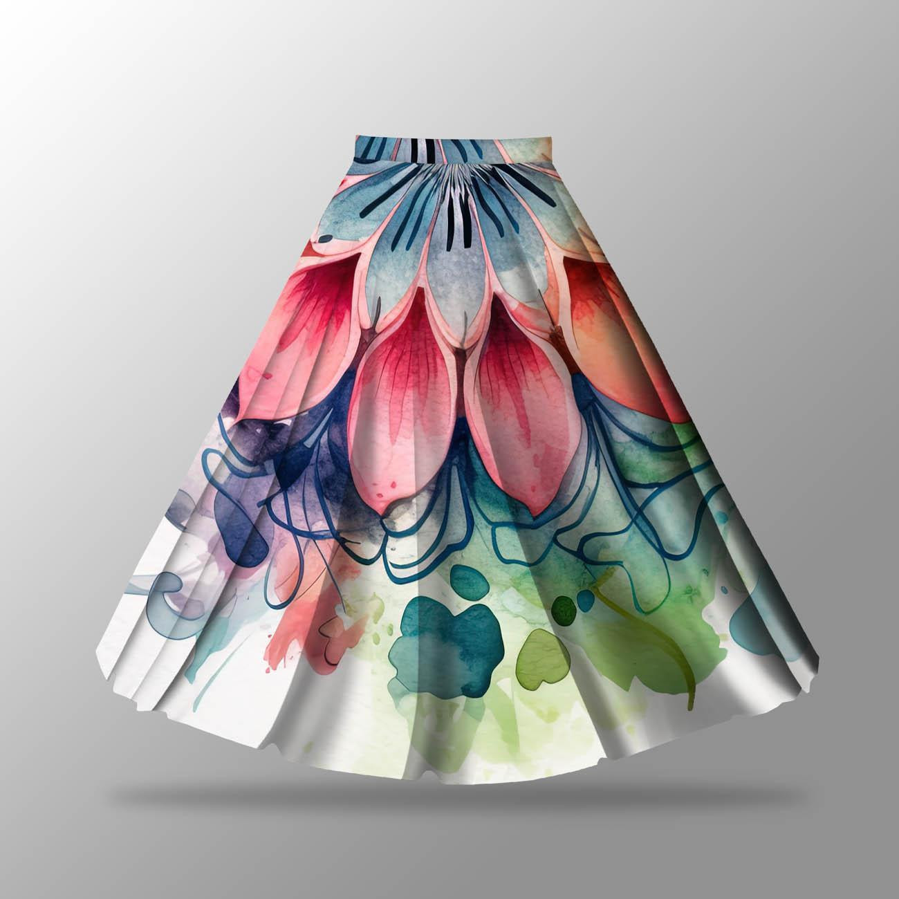 WATERCOLOR FLORAL pat. 5 - skirt panel "MAXI" - Viscose jersey