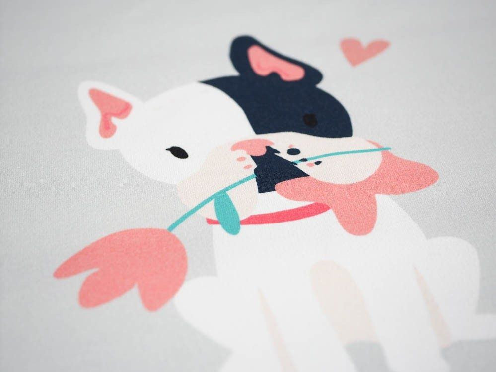 Dog with flower (J'adore Paris) / peach - panel single jersey TE210