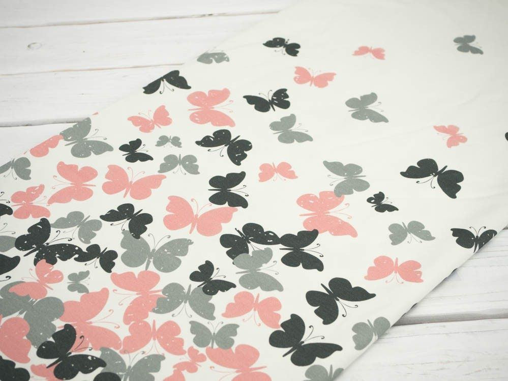 BUTTERFLIES PINK - panel single jersey TE210