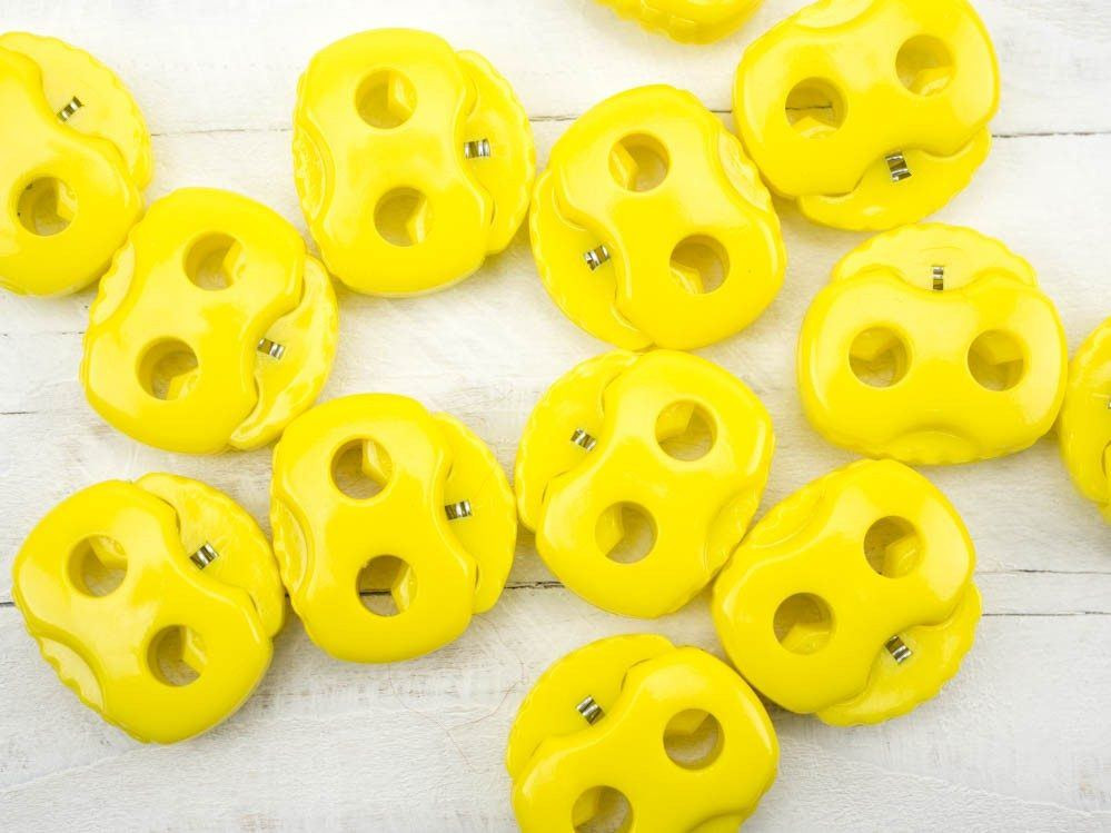 Stopper Toggles with two holes 22mm -  yellow