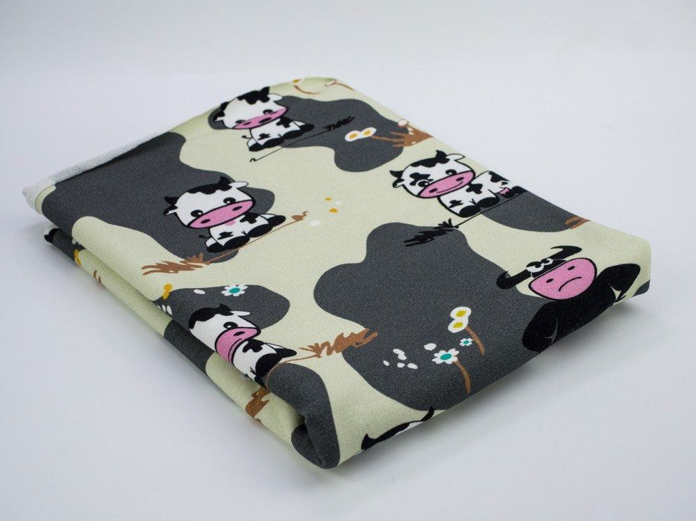 COWS ON BEIGE - single jersey with elastane TE210