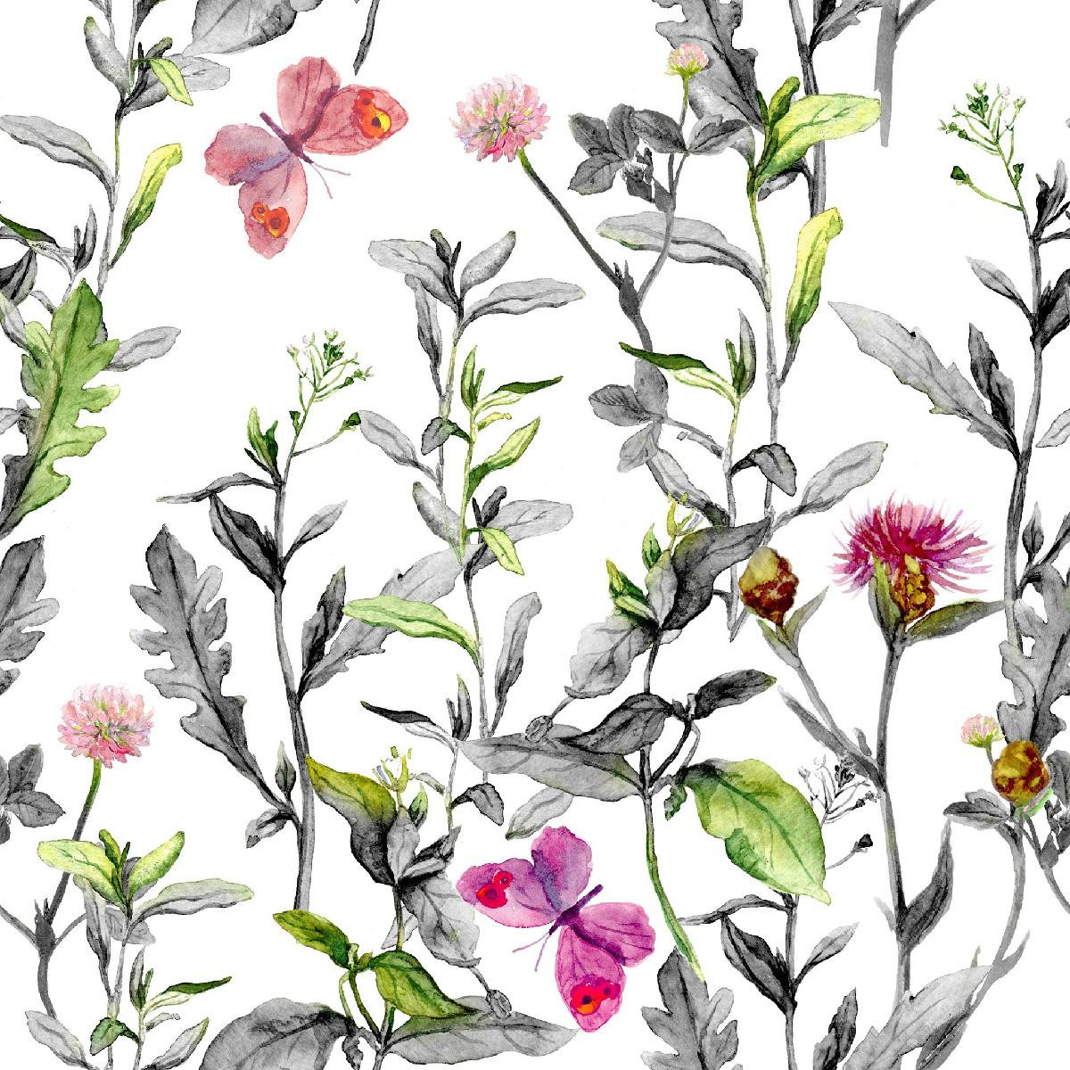MEADOW / butterflies - white - single jersey TE210