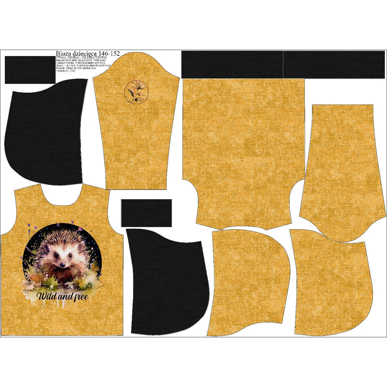 KID'S HOODIE (ALEX) - WATERCOLOR HEDGEHOG - sewing set