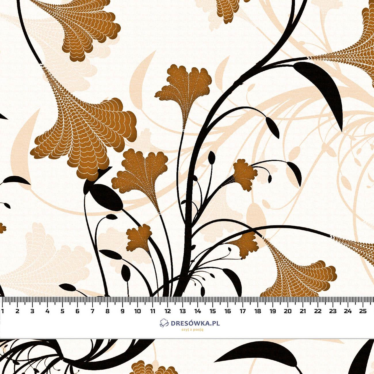 LEAVES pat. 4 (gold) - viscose woven fabric