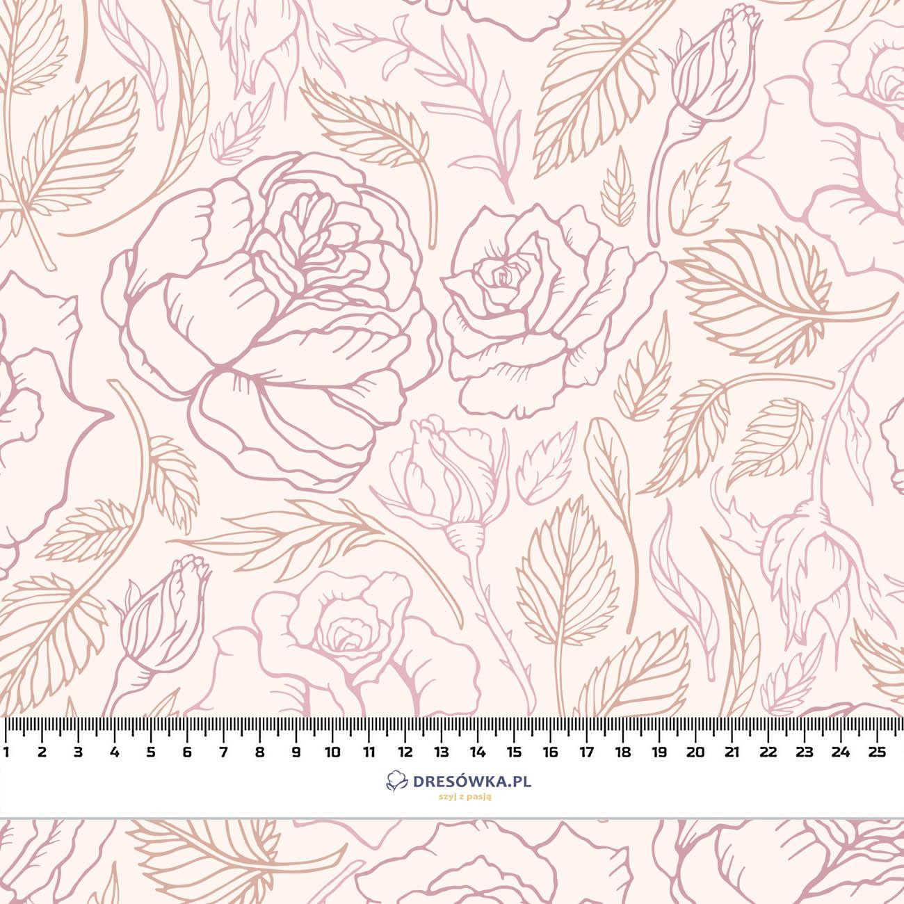 PINK ROSES / CONTOUR  - viscose woven fabric