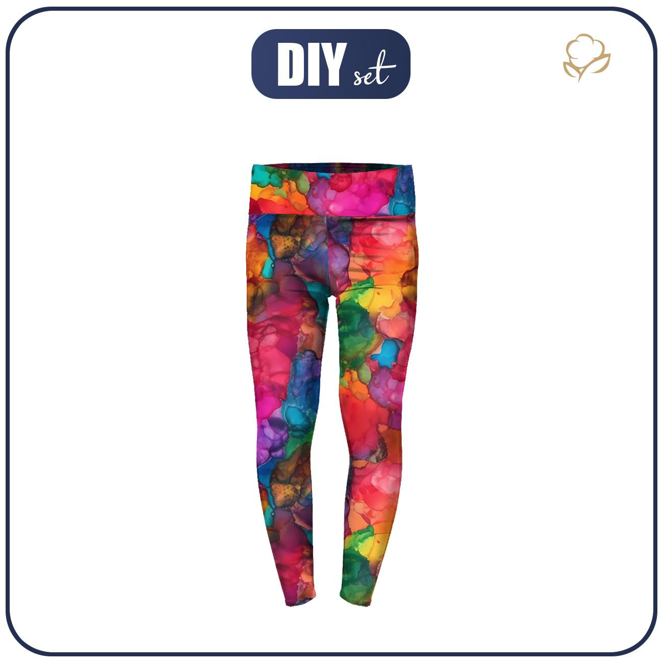 GIRLS THERMO LEGGINGS (DORA) - ALCOHOL INK PAT. 5 - sewing set