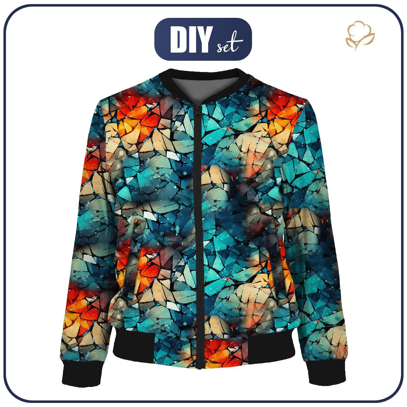 WOMEN’S BOMBER JACKET (KAMA) - ANIMALS CRACKED pat.3 (elephant) - sewing set