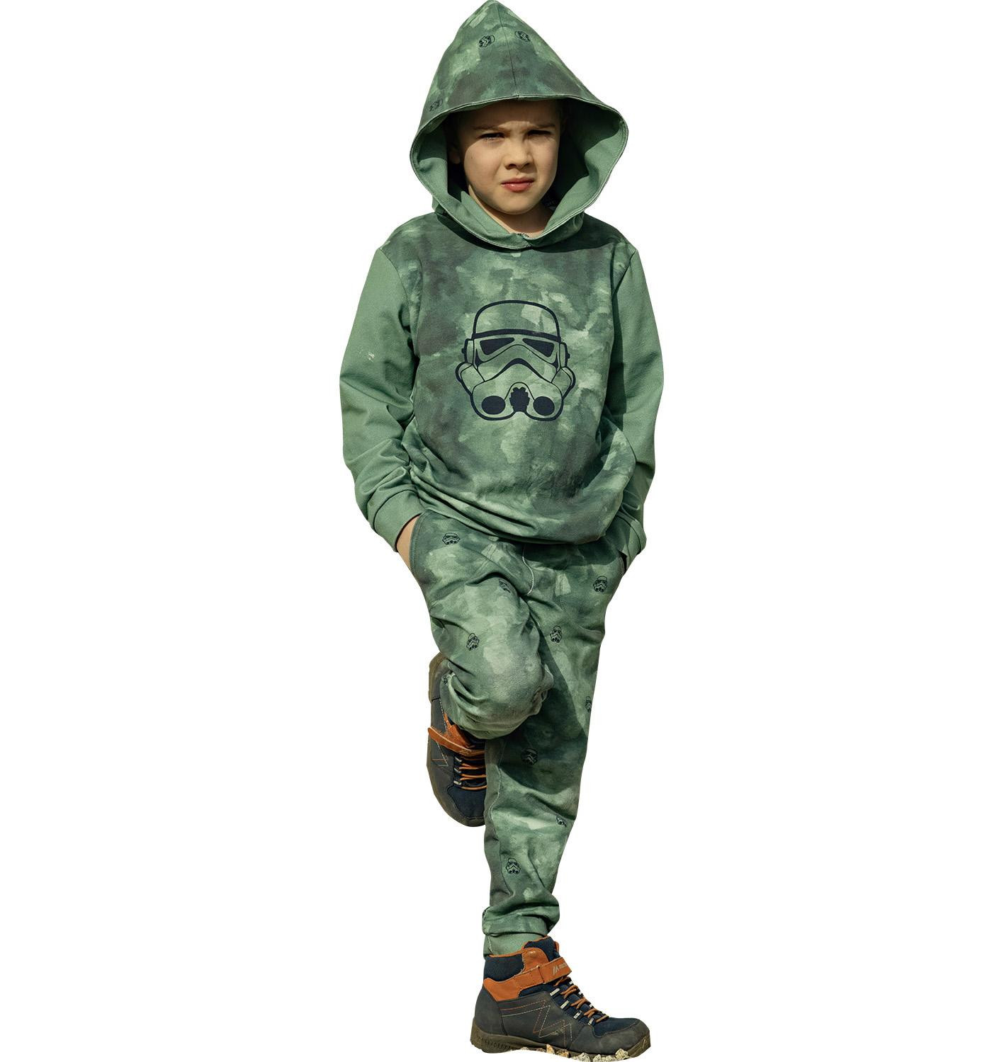 Children's tracksuit (OSLO) - SPACESHIP (SPACE EXPEDITION) / STRIPES - looped knit fabric 
