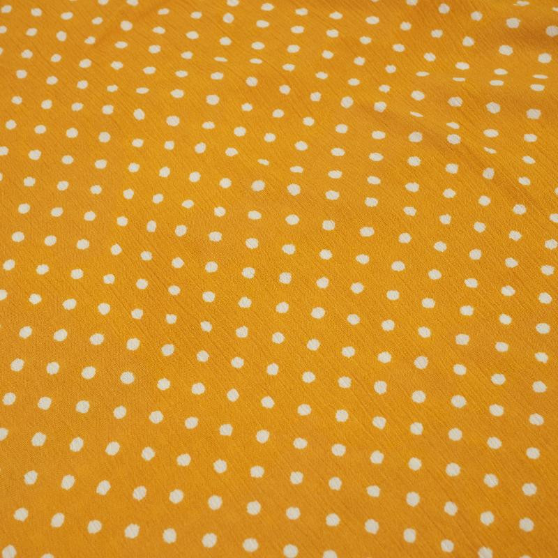 WHITE DOTS / mustard - crash viscose woven fabric