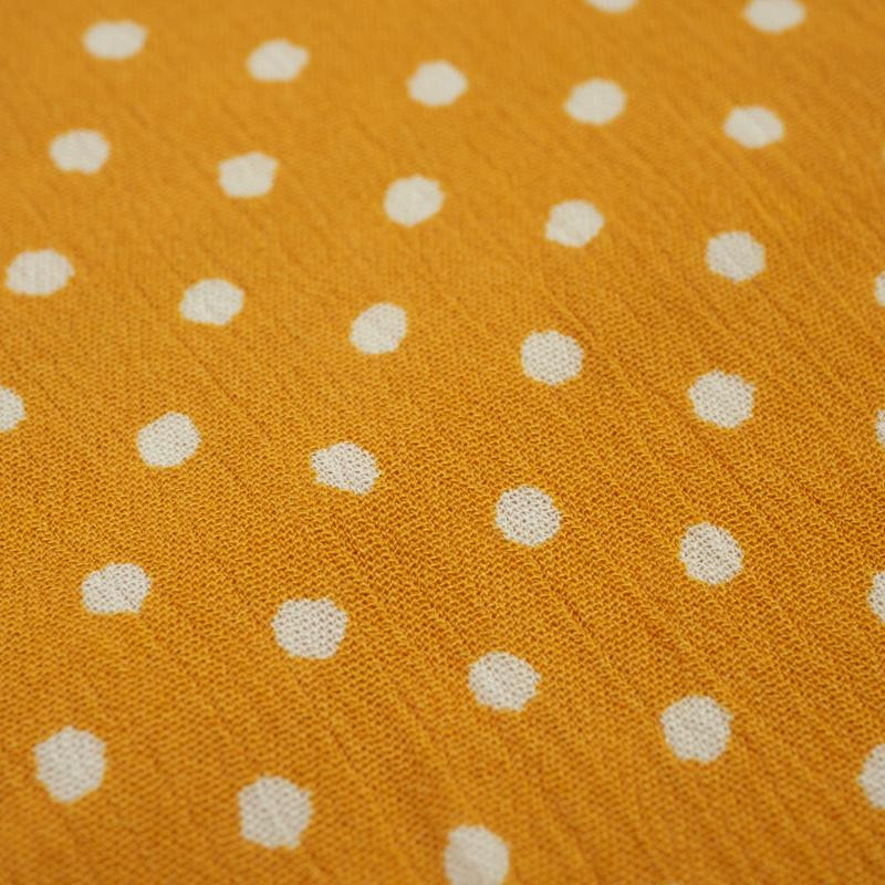 WHITE DOTS / mustard - crash viscose woven fabric