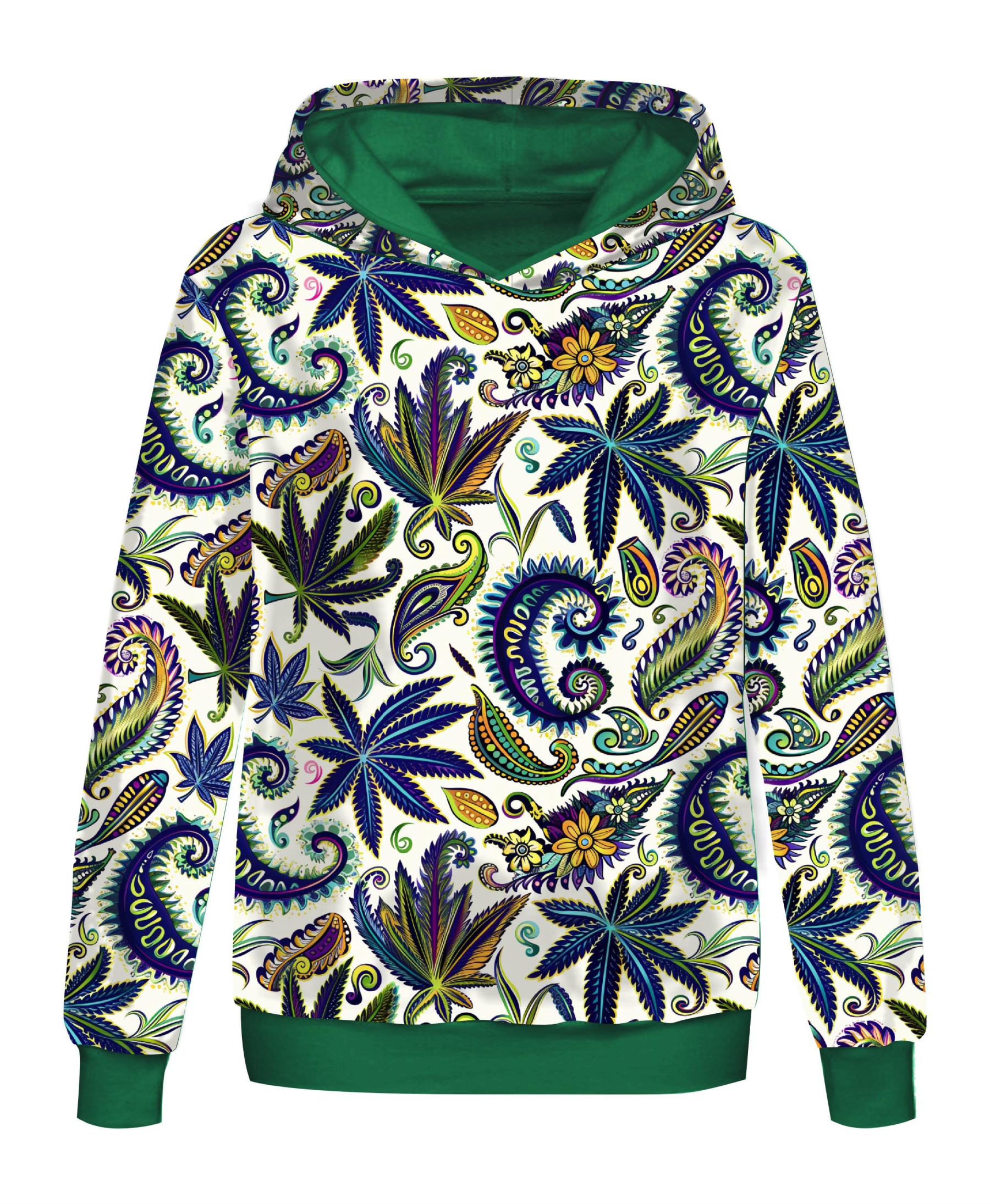 CLASSIC WOMEN’S HOODIE (POLA) - Hemp leaves WZ. 4 - sewing set