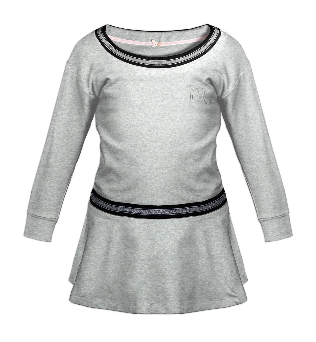 Peplum kid’s blouse with transfer rhinestones (ANGIE) - melange light grey 134-140 - sewing set