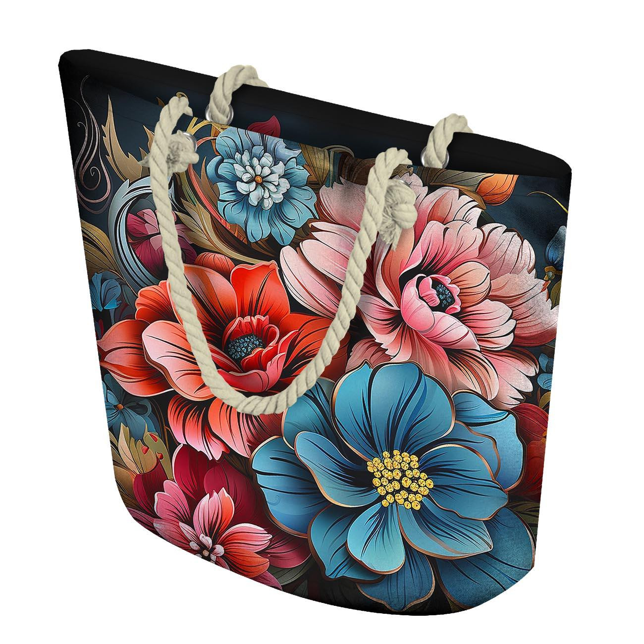 BOUQUET OF FLOWERS WZ.1 -  PANEL (60cm x 50cm) looped knit fabric with elastane ITY