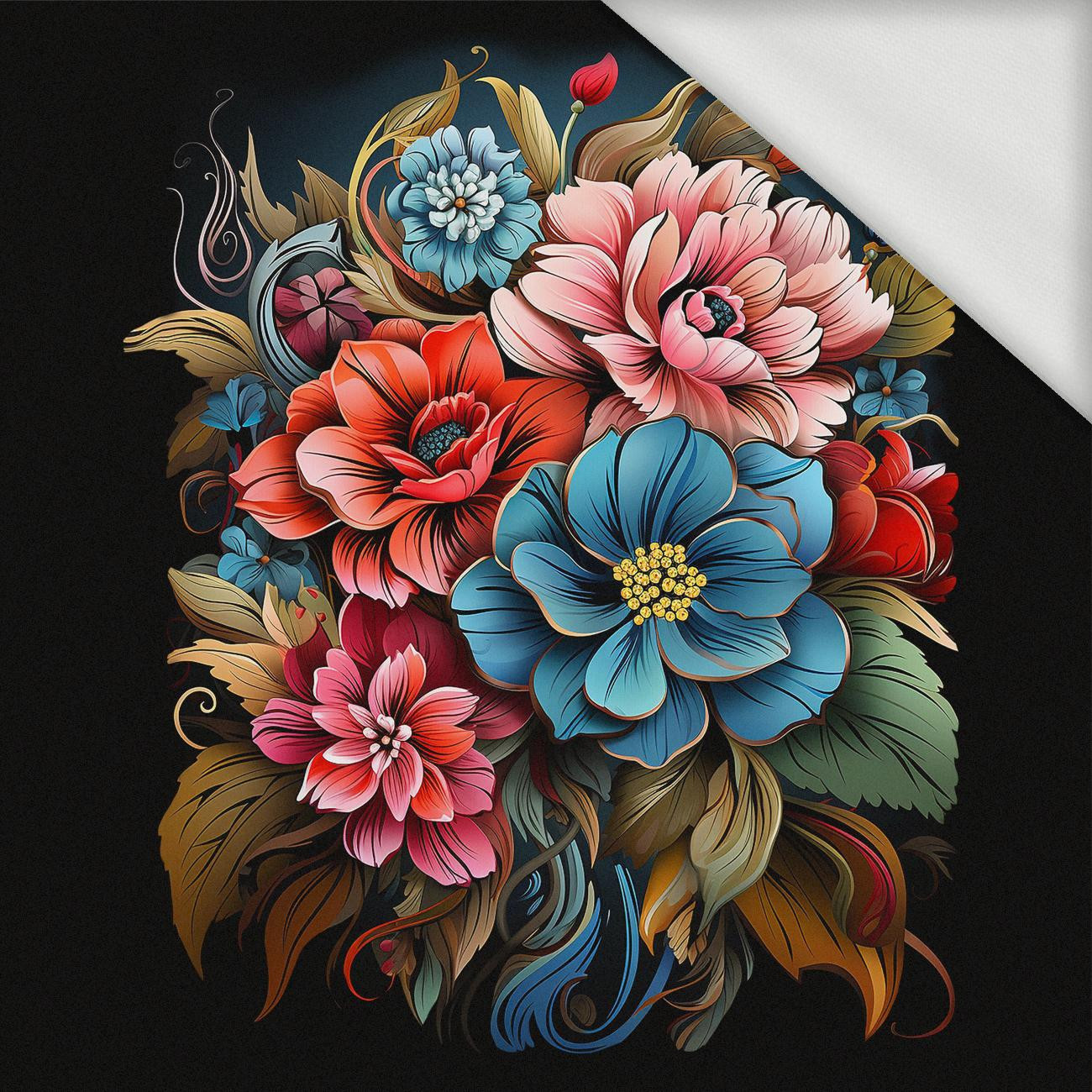 BOUQUET OF FLOWERS WZ.1 -  PANEL (60cm x 50cm) looped knit fabric with elastane ITY