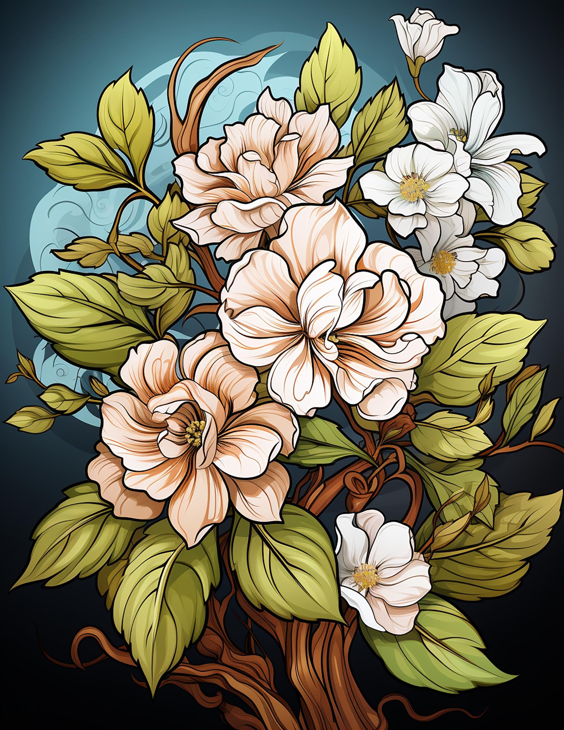 BOUQUET OF FLOWERS WZ.9 - panel (60cm x 50cm) looped knit
