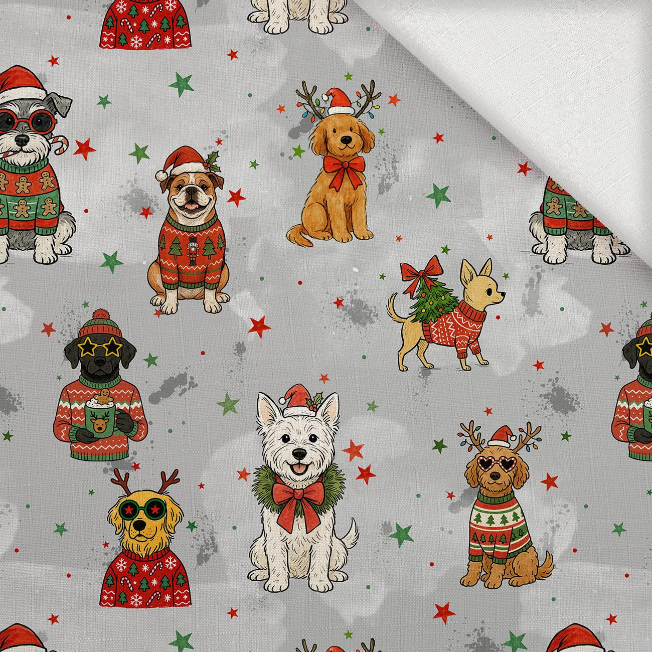 CHRISTMAS DOGS PAT. 1 - Woven Fabric for tablecloths