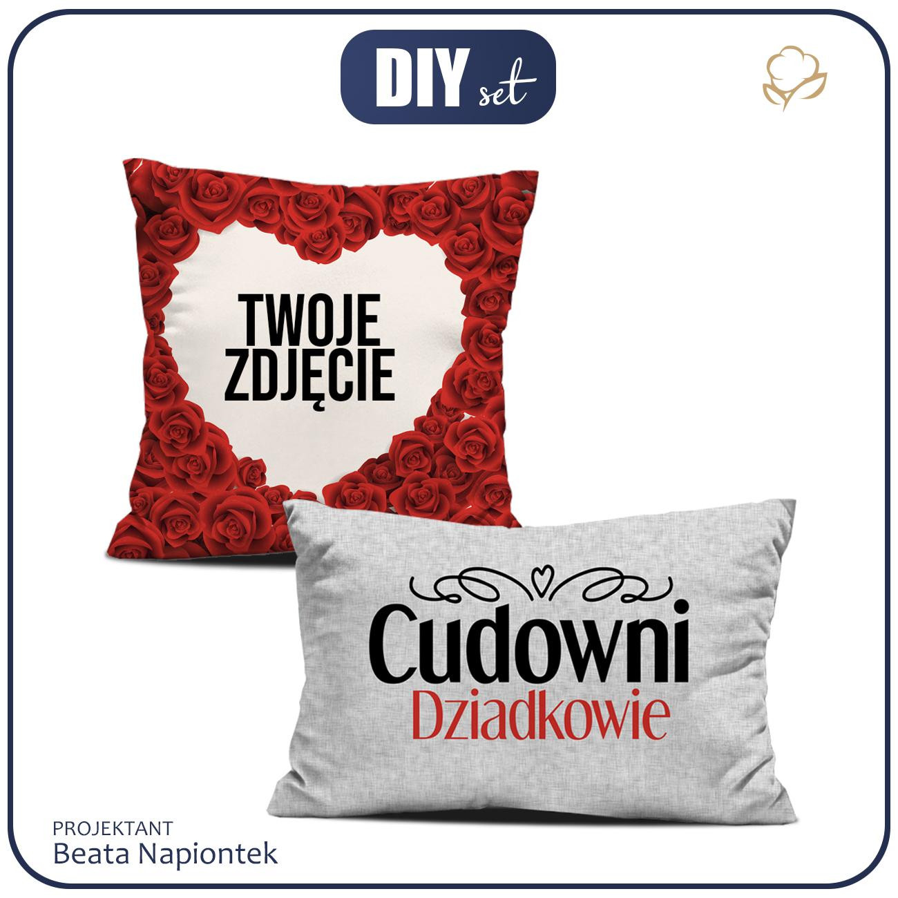 DECORATIVE PILOWS -  CUDOWNI DZIADKOWIE - WITH OWN PRINT - sewing set 