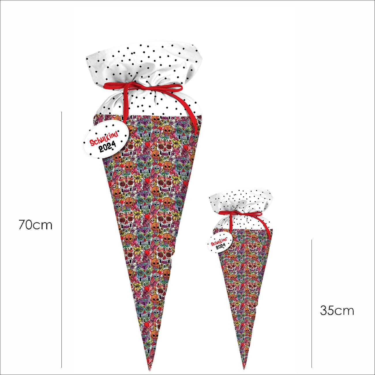 First Grade Candy Cone - SKULLS pat. 4 / colorful (DIA DE LOS MUERTOS) - sewing set