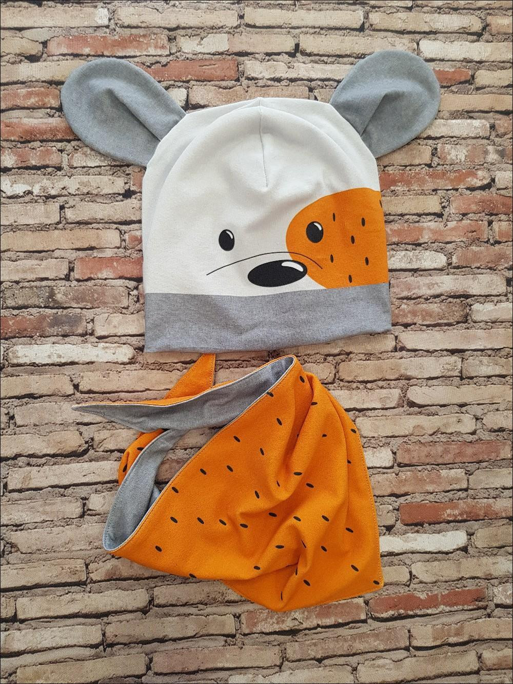 KID'S CAP AND SCARF (CLASSIC) - GRUNGE (light grey) - sewing set