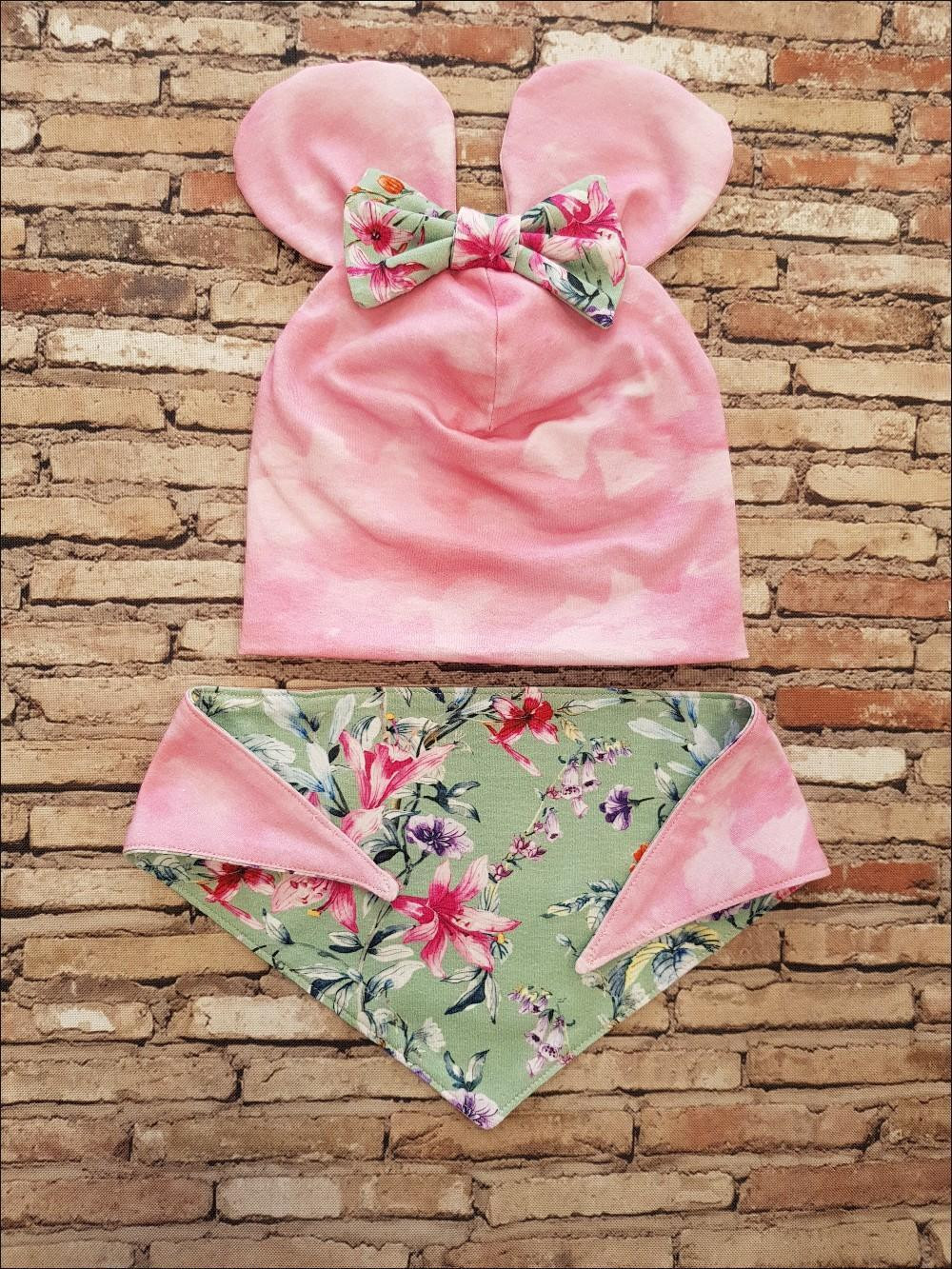 KID'S CAP AND SCARF (CLASSIC) - WATER-COLOR FLOWERS pat. 8 - sewing set