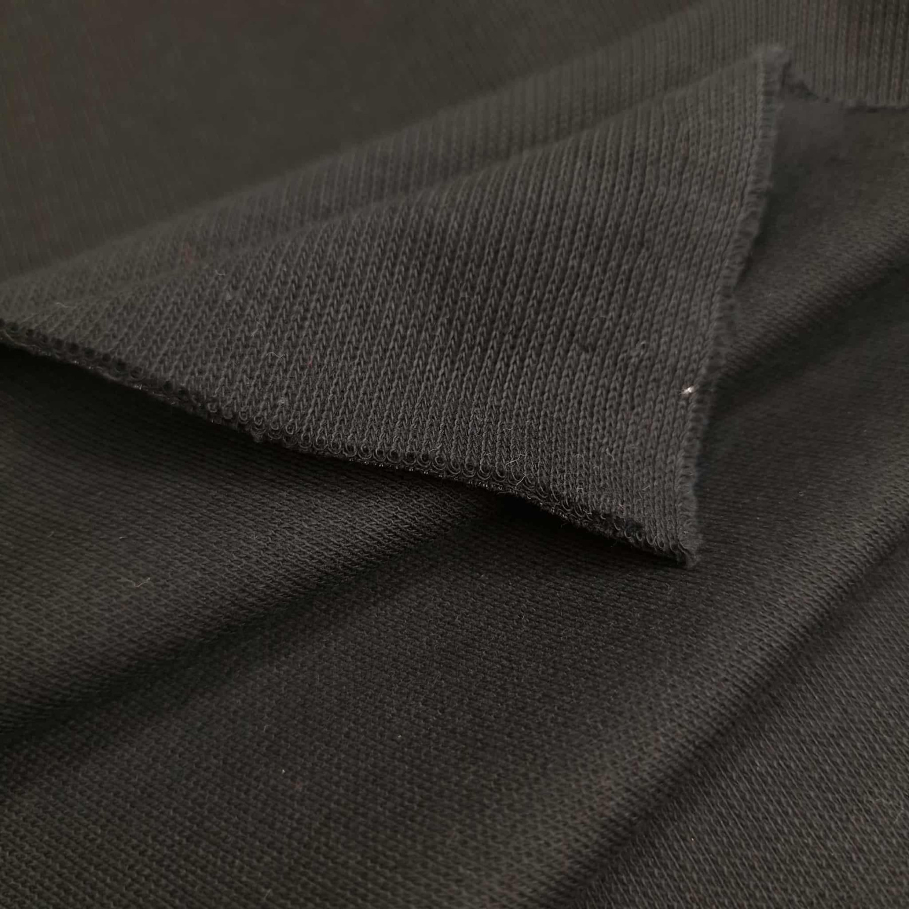 Exclusive Sweater-Knit Sweatshirt Fabric "Margot" - BLACK  (D-16)