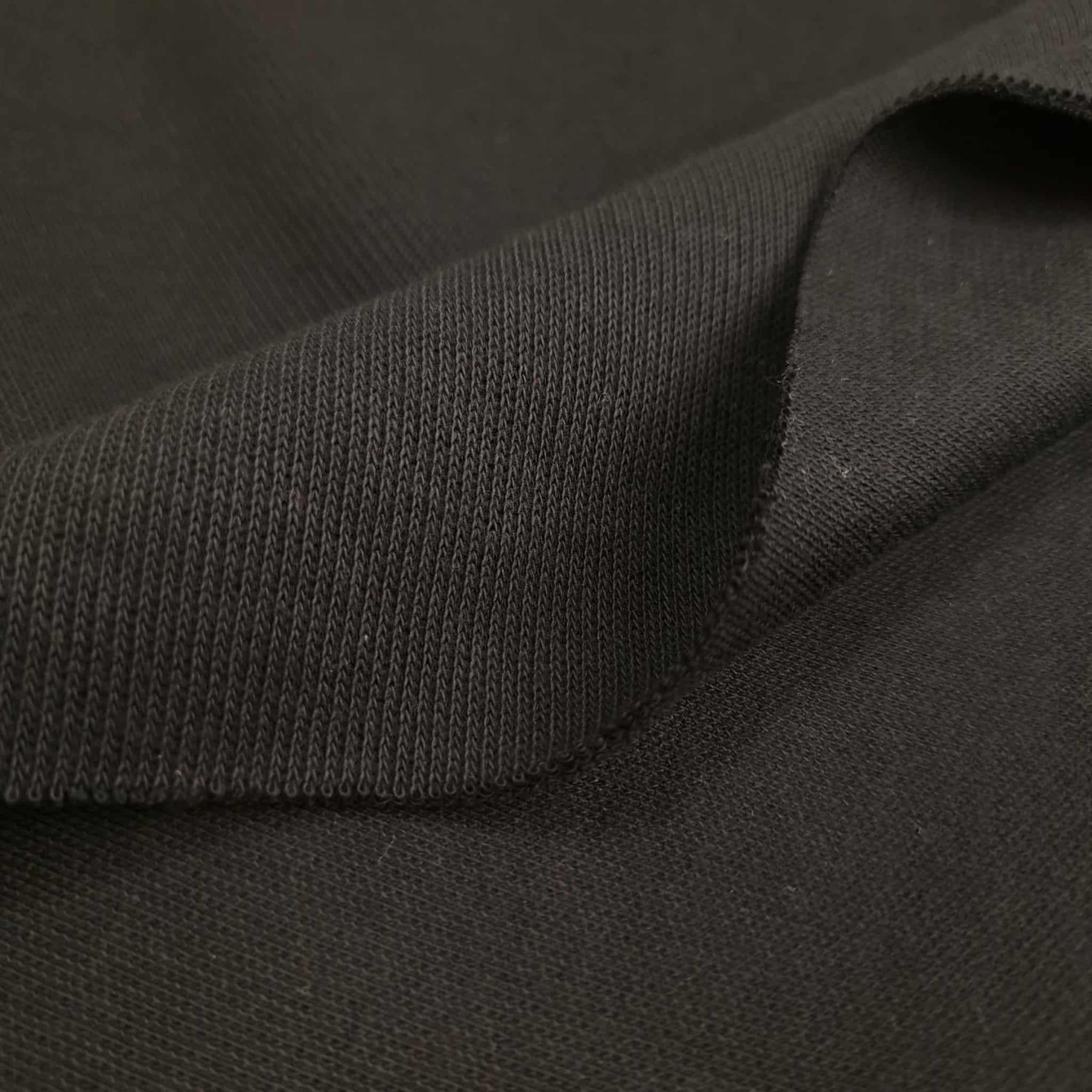 Exclusive Sweater-Knit Sweatshirt Fabric "Margot" - BLACK  (D-16)