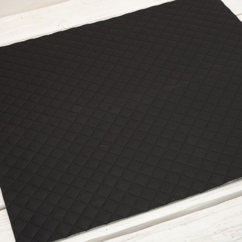 BLACK (47cm x 50cm) - Quilted crash leatherette
