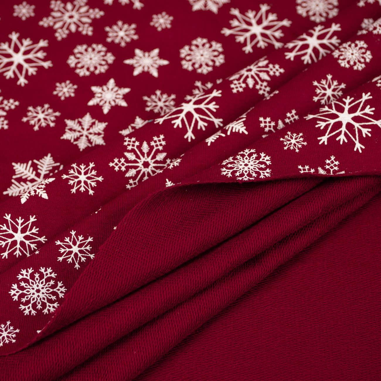 SNOWFLAKES / burgundy - French terry with elastane 