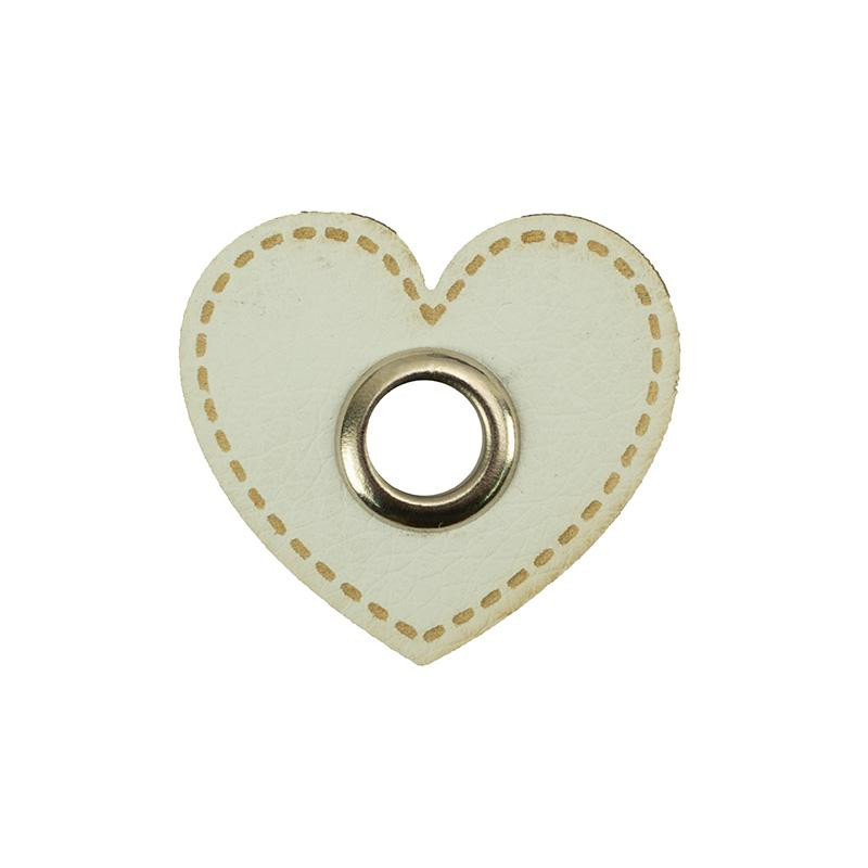 Washer with eyelet Heart - white