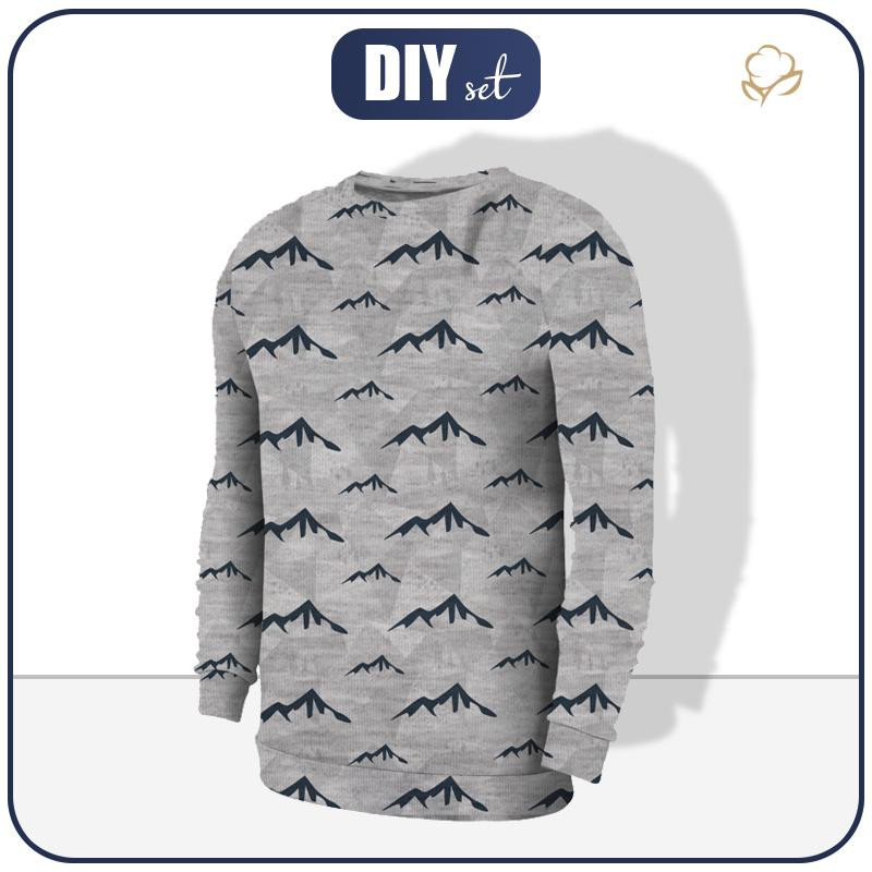 MEN’S SWEATSHIRT (OREGON) - MOUNTAINS (ADVENTURE) / melange light grey - looped knit fabric 