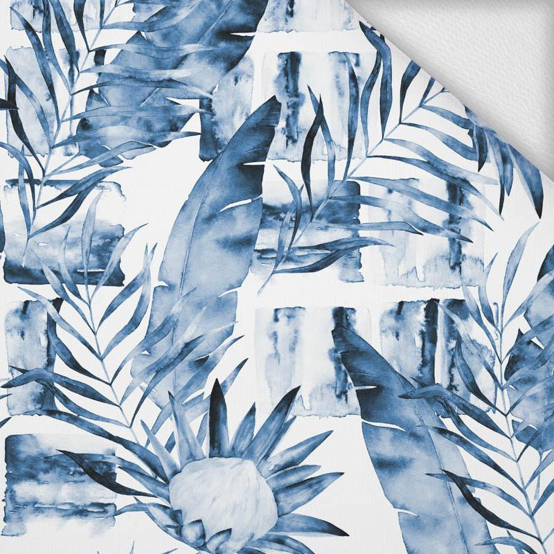 WATER-COLOR LEAVES 2.0 (CLASSIC BLUE) - looped knit fabric