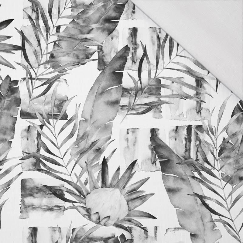 WATER-COLOR LEAVES 2.0 (GREY) / white - single jersey with elastane 