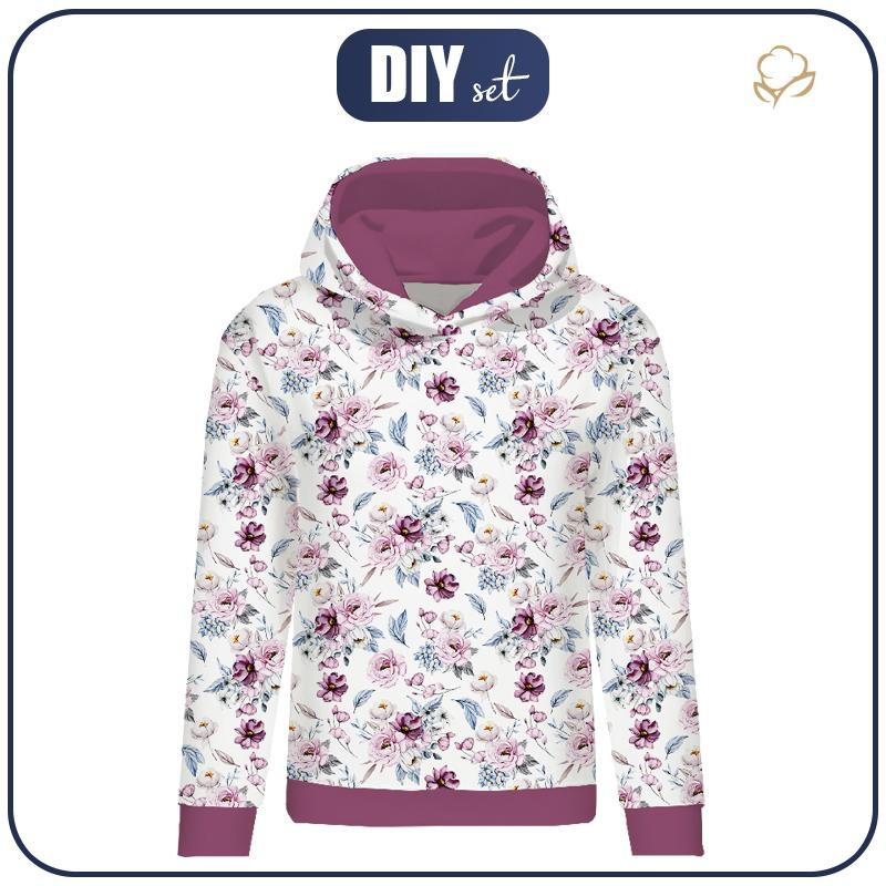 CLASSIC WOMEN’S HOODIE (POLA) - WATERCOLOR BOUQUET Pat. 2 - looped knit fabric 