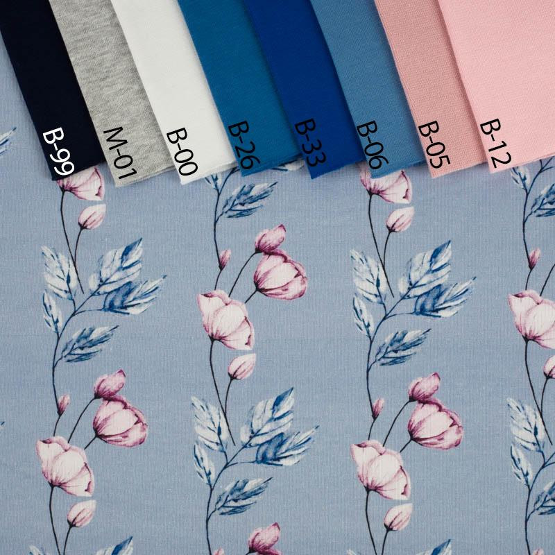 WATERCOLOR BOUQUET Pat. 3 - single jersey with elastane 