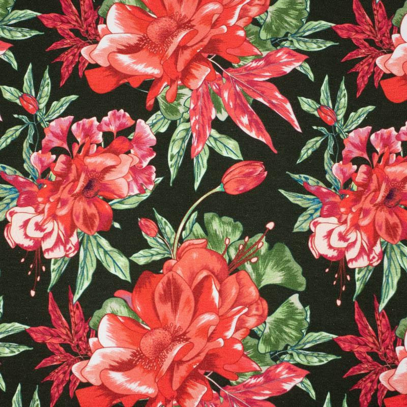 AZALEAS (RED GARDEN) - looped knit fabric