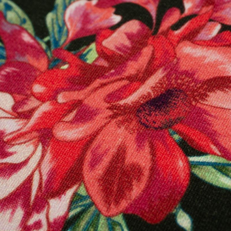 AZALEAS (RED GARDEN) - looped knit fabric