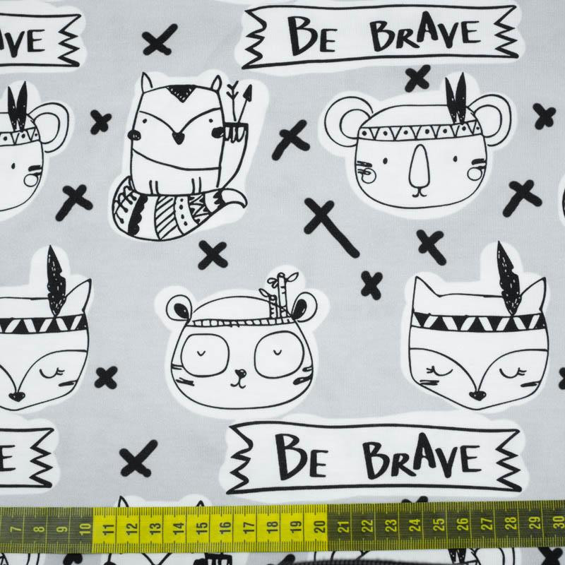 BE BRAVE /  BOHO (SCHOOL DRAWINGS) - looped knit fabric