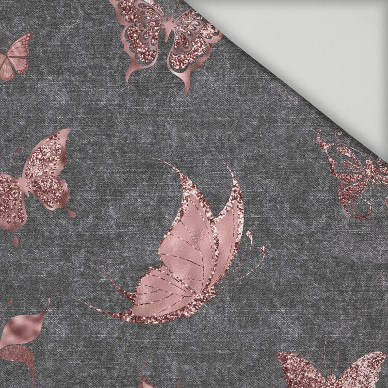 BUTTERFLIES (GLITTER BUTTERFLIES) / ACID WASH GREY - quick-drying woven fabric