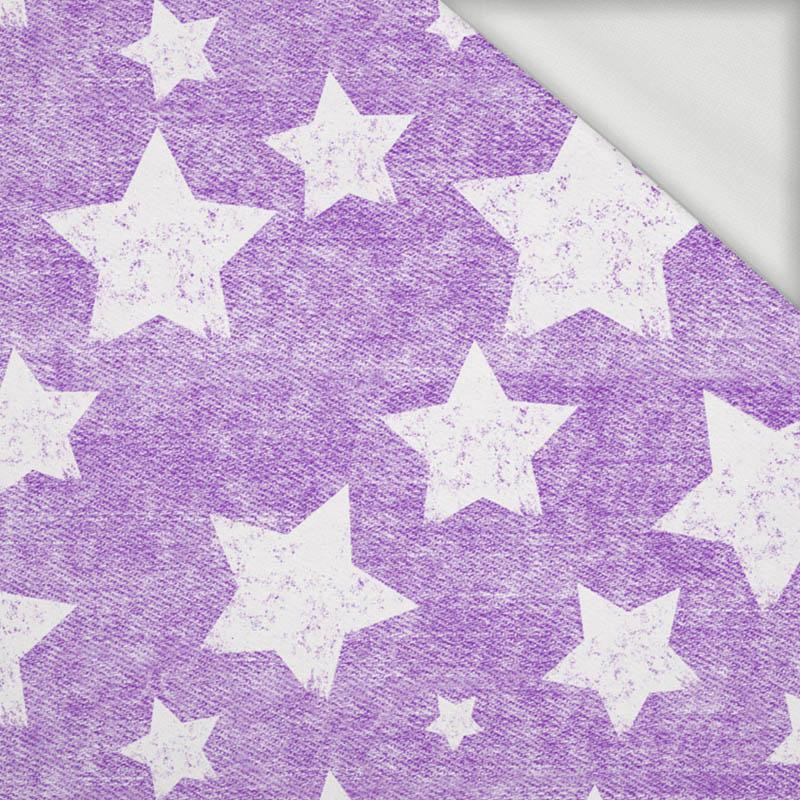 WHITE STARS / vinage look jeans (purple) - looped knit fabric