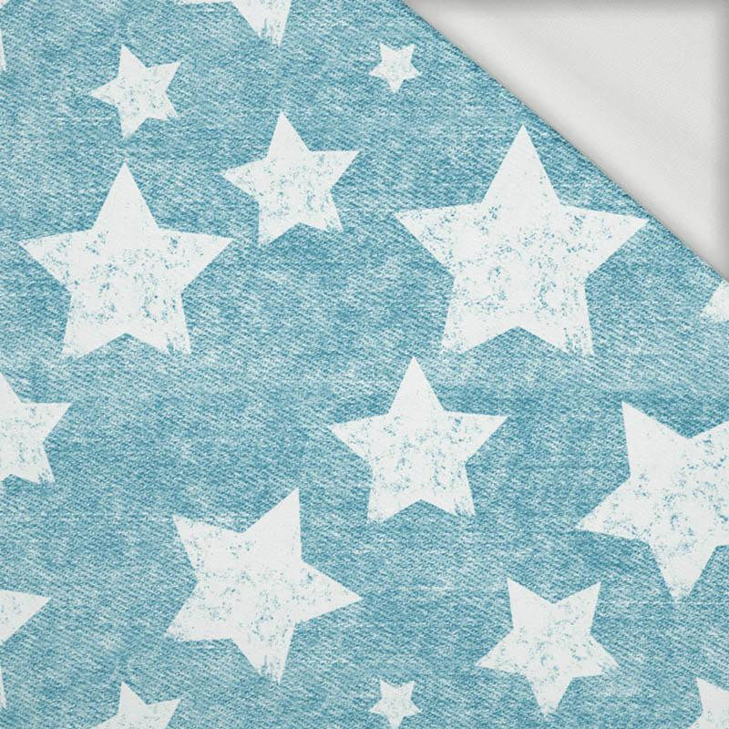WHITE STARS / vinage look jeans (sea blue) - looped knit fabric