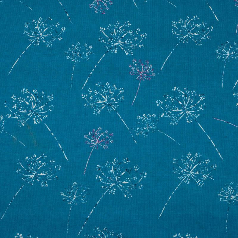 GLITTER DANDELIONS (DRAGONFLIES AND DANDELIONS) - looped knit fabric