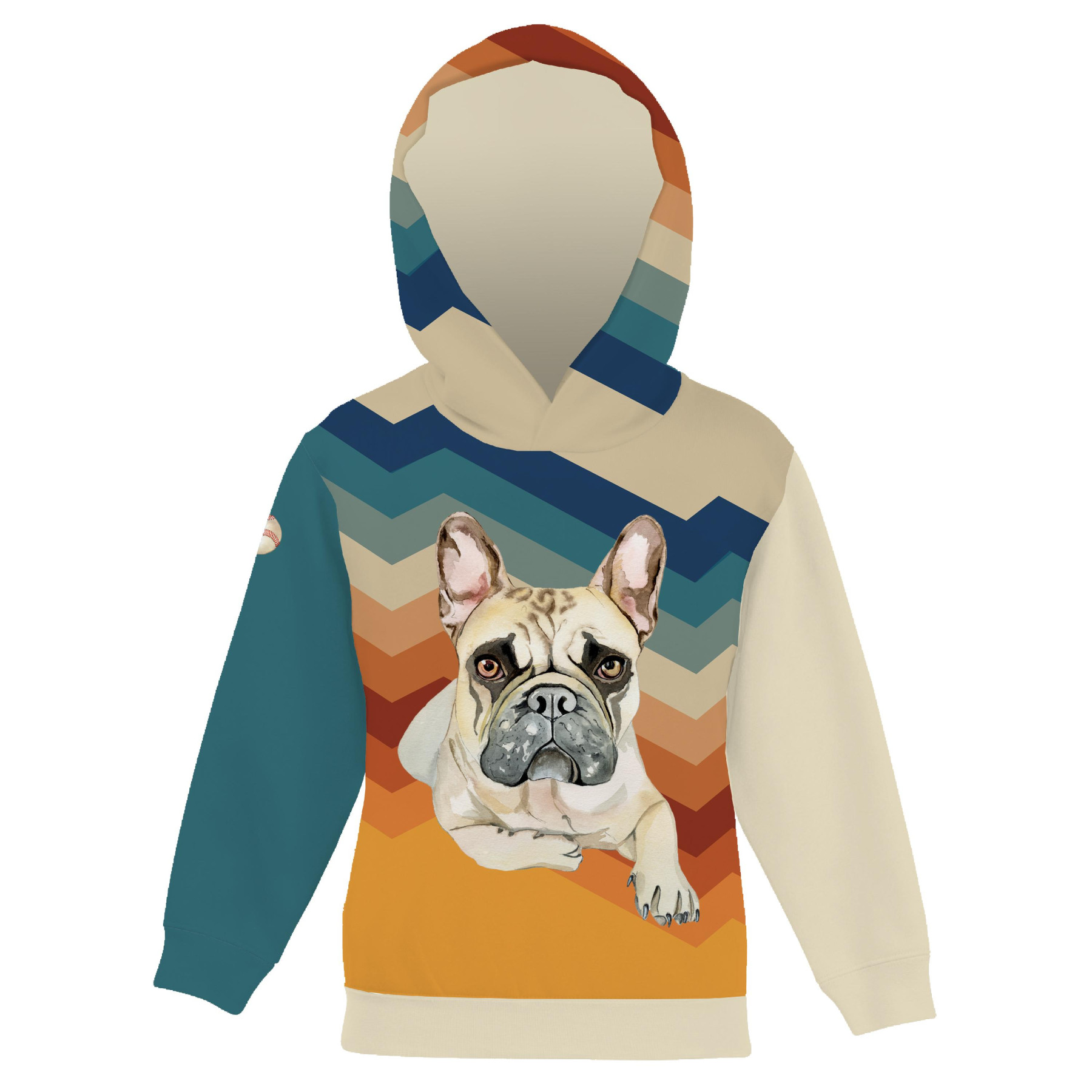 KID'S HOODIE (ALEX) - BULLDOG / STRIPES - sewing set