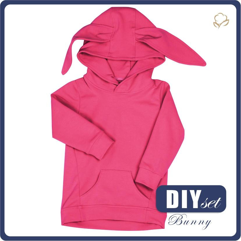 KID'S HOODIE BUNNY (PARIS) - B-25 FUCHSIA - looped knit fabric