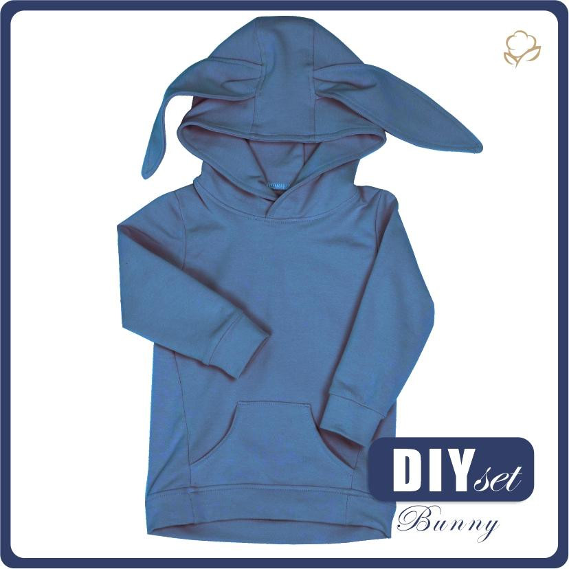 KID'S HOODIE BUNNY (PARIS) - B-26 - RIVERSIDE - looped knit fabric