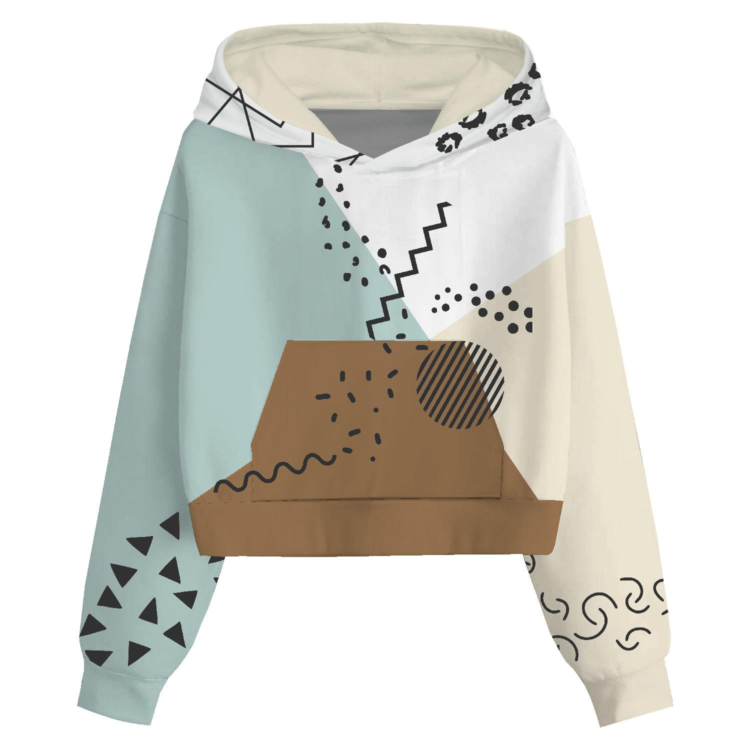 Cropped hoodie (IDA) - COLOR BLOCK pat. 1 - sewing set