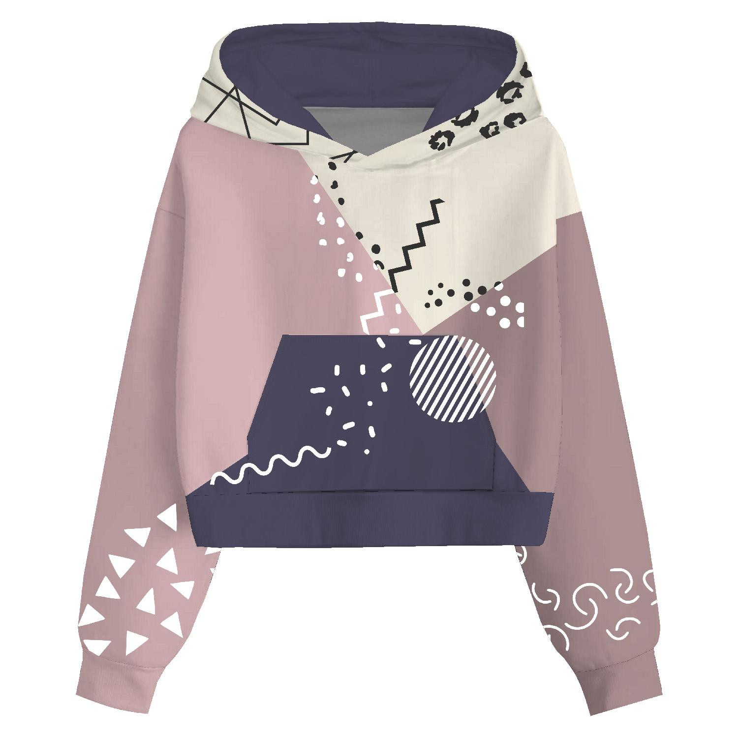 Cropped hoodie (IDA) - COLOR BLOCK pat. 2 - sewing set