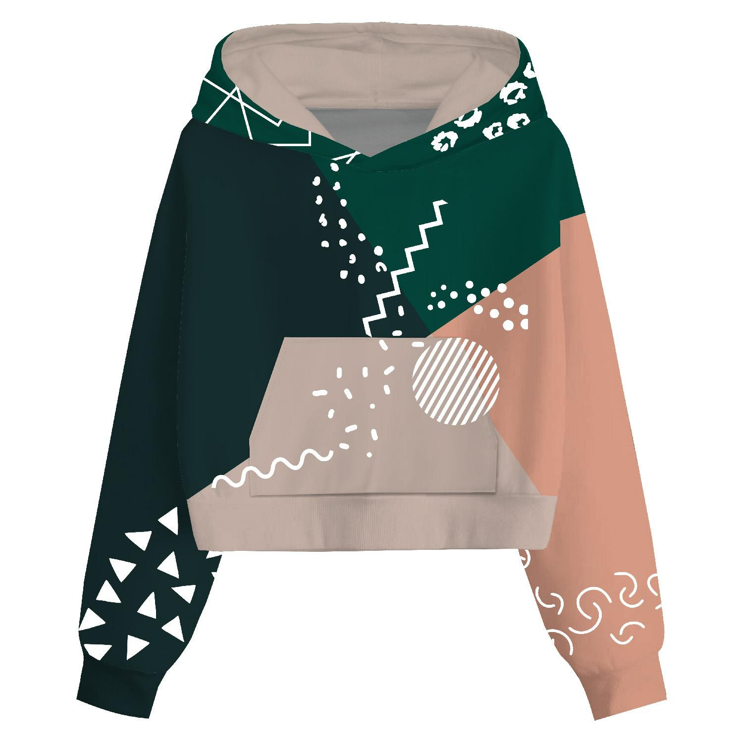 Cropped hoodie (IDA) - COLOR BLOCK pat. 4 - sewing set