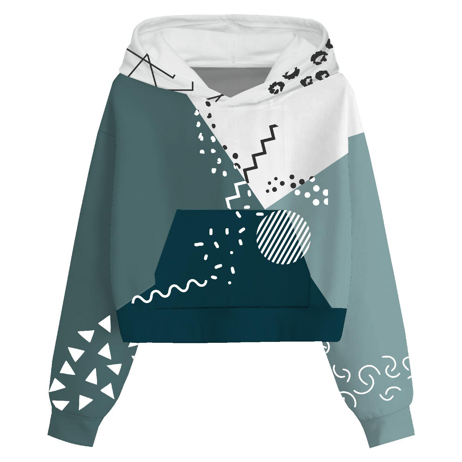Cropped hoodie (IDA) - COLOR BLOCK pat. 6 - sewing set