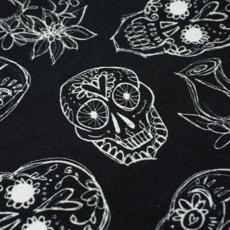 SKULLS CONTOUR / roses (DIA DE LOS MUERTOS) - single jersey 