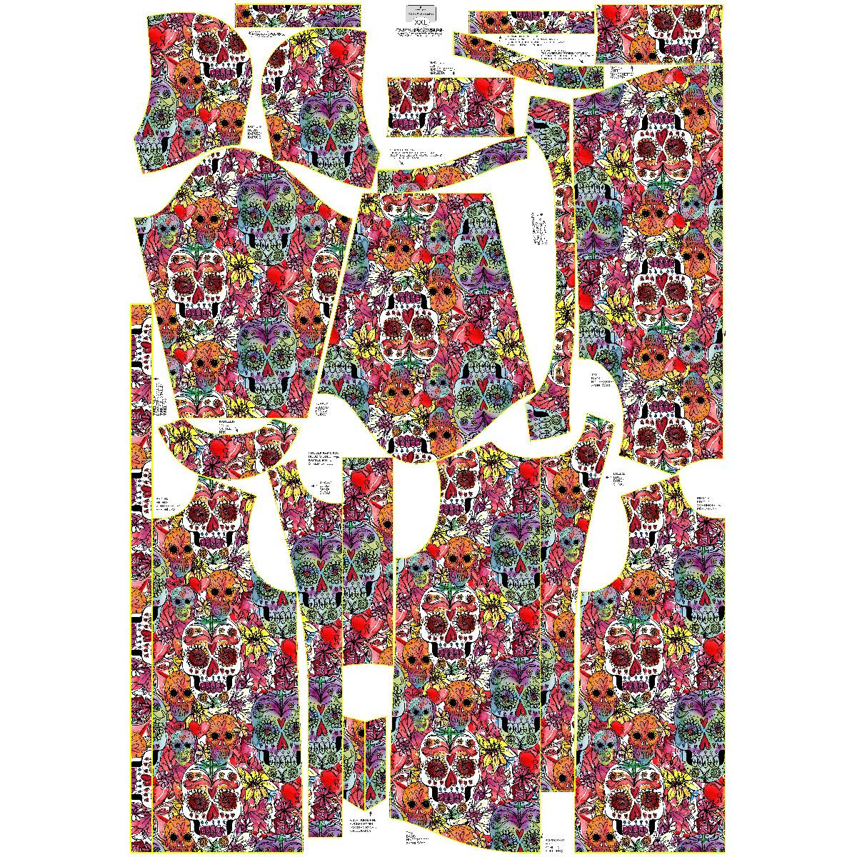 WOMEN'S PARKA (ANNA) - SKULLS pat. 4 / colorful (DIA DE LOS MUERTOS) - softshell